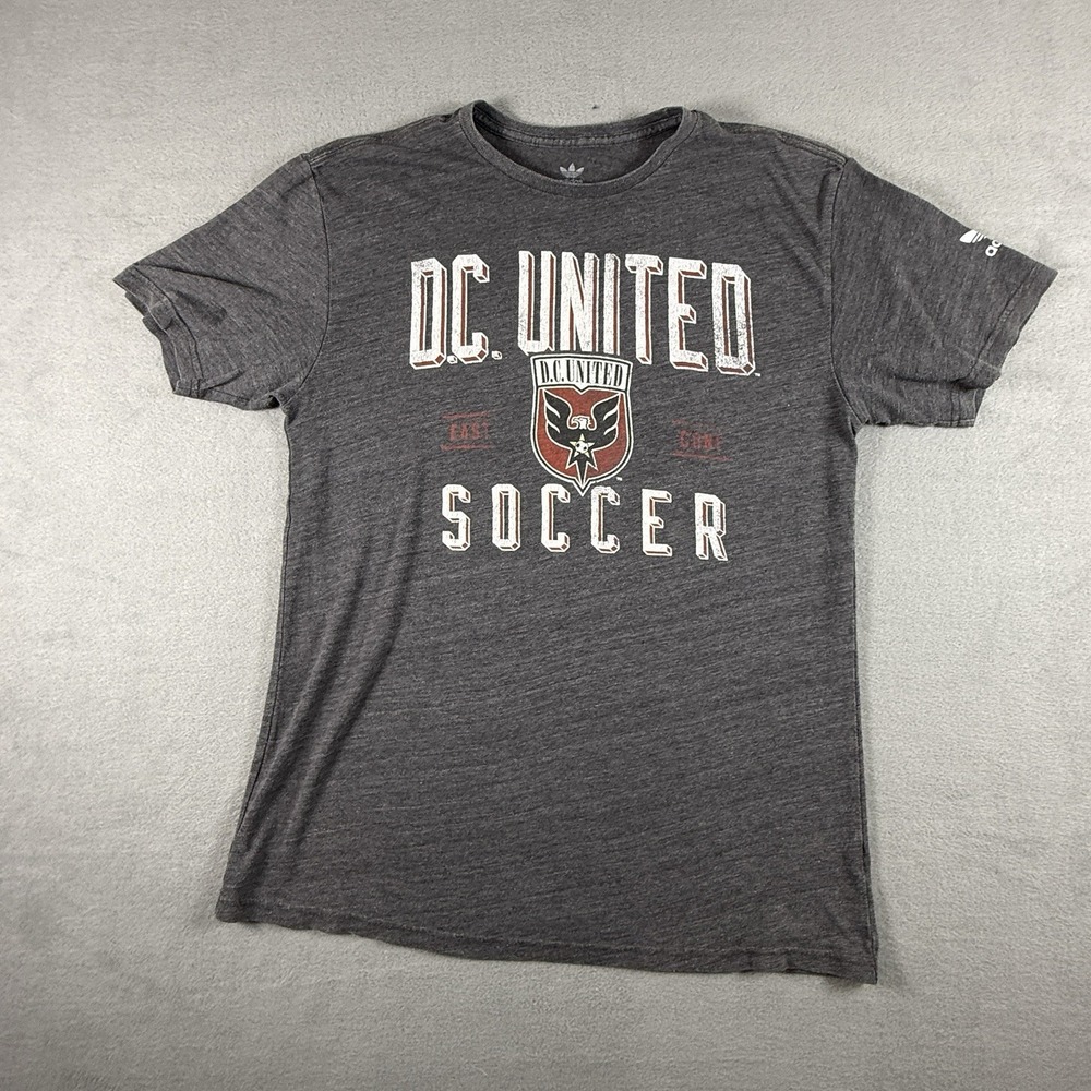 DC‎ United Soccer Adidas Gray T-Shirt Large Graphic Print MLS